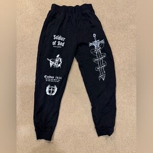 Saint Kaizen- Soldier of God- Black Elastic Waist Joggers